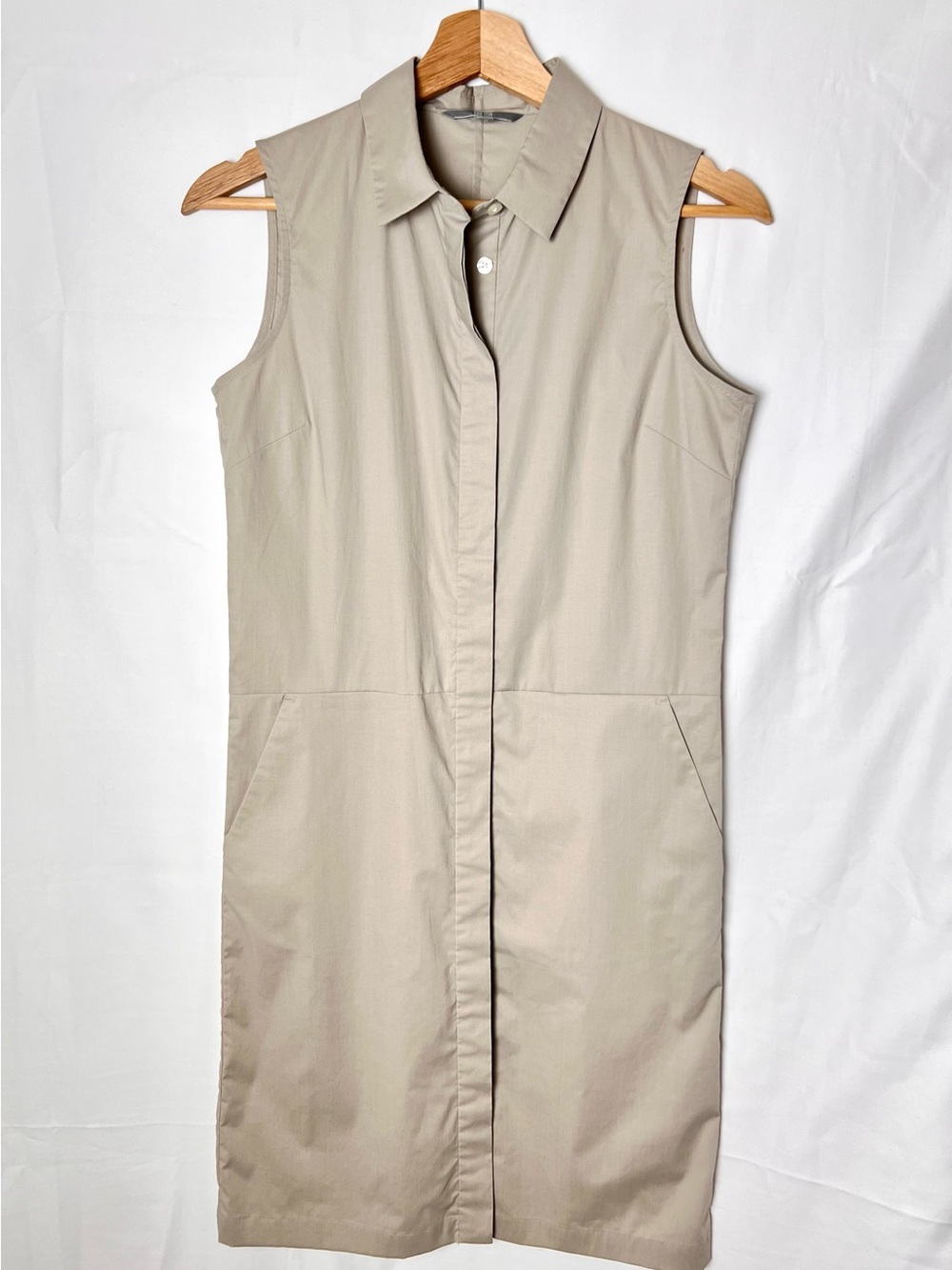 Uniqlo Sleeveless Shirt Dress in Taupe Beige